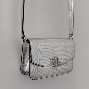 Ralph Lauren Silver Croc Shoulder Bag